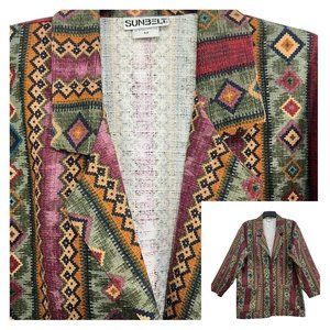 Vintage Southwestern Jacket‎ Oversized Blazer Western Cowgirl Tribal Aztec Print